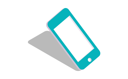 Illustration of a blue mobile phone.